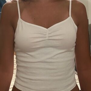 Divided H&M White Ruched Camisole Top